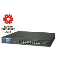 Switch Planet Technology GS-5220-24T4XVswitch managed Layer 3 a 24 porte Gigabit PoE+, 4 uplink SFP+ 10G Vista Laterale