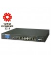 Planet GS-5220-24T4XV: Switch Managed Layer 3 a 24 Porte Gigabit PoE+ con 4 Uplink SFP+ 10G e Schermo Touch LCD