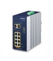Planet IGS-1020PTF-12V: Switch non gestito Gigabit PoE+ a 8 porte 12V con 2 SFP 1Gbps per ambienti difficili (-40°C a 75°C