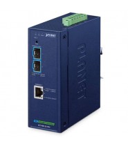Convertitore multimediale gestito industriale con 2 porte 10GBASE-X SFP+ e 1 porta 10GBASE-T PoE PD