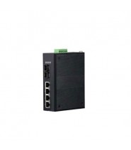 Switch industriale 4N-IG042F con 4 porte Gigabit RJ45 e 2 slot SFP, vista laterale, design compatto e robusto