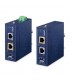 Long Reach PoE Injector ed Extender LRP-111U-KIT di PLANET Technology, vista frontale con porte Ethernet e indicatori LED