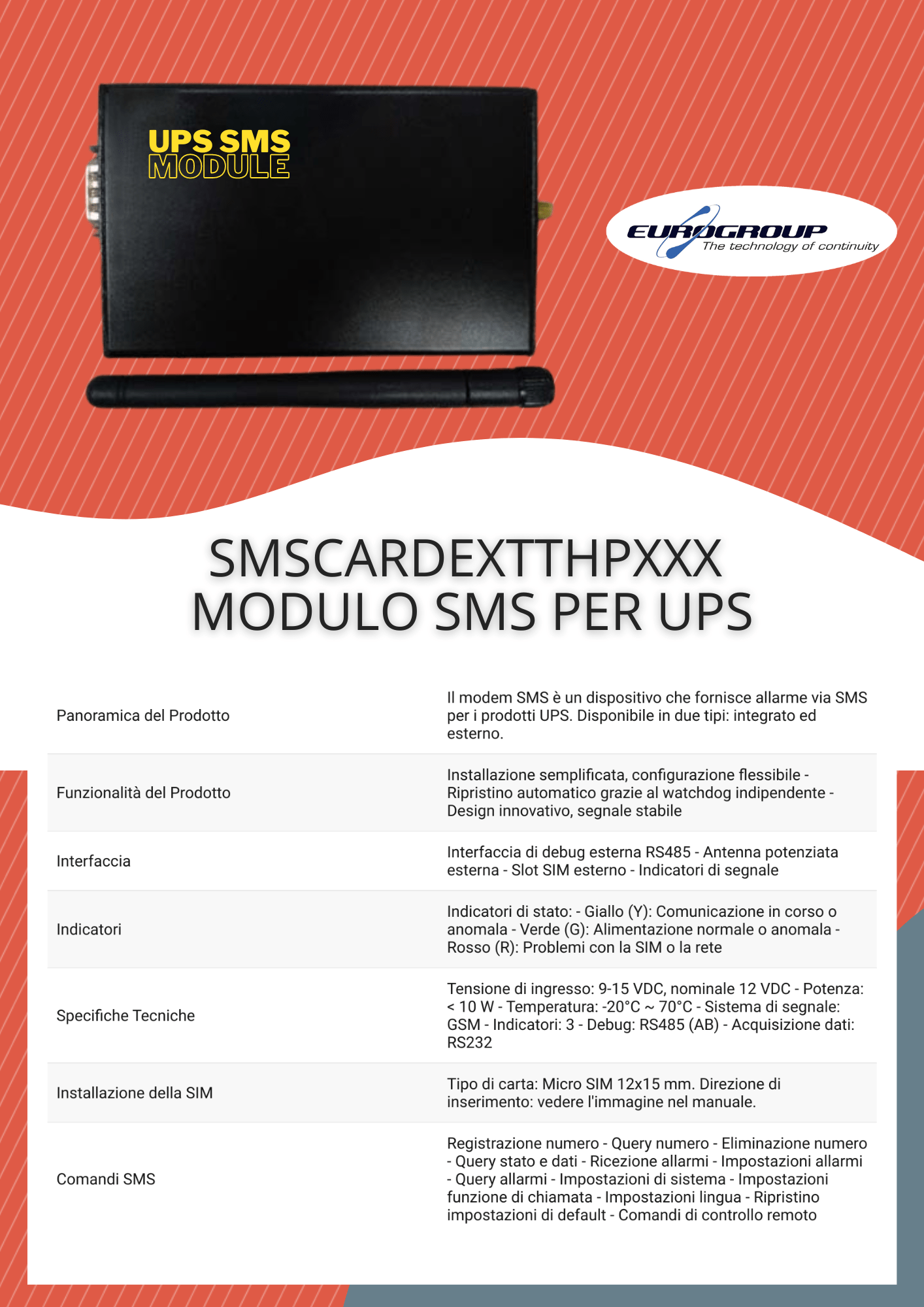 Modulo SMS esterno per UPS THPPXXX | SMSCARDEXTTHPXXX Eurogroup