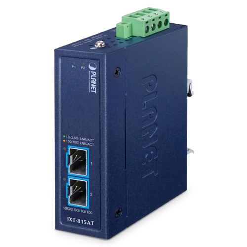 PLANET IXT-815AT convertitore Ethernet industriale DIN-rail 10G SFP+ IP30 per reti backbone