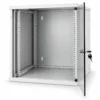 Armadio rack a parete 4Net 9U RAL 7035 con porta in vetro fumé aperta, 540×600×445 mm - AP703509U66Q
