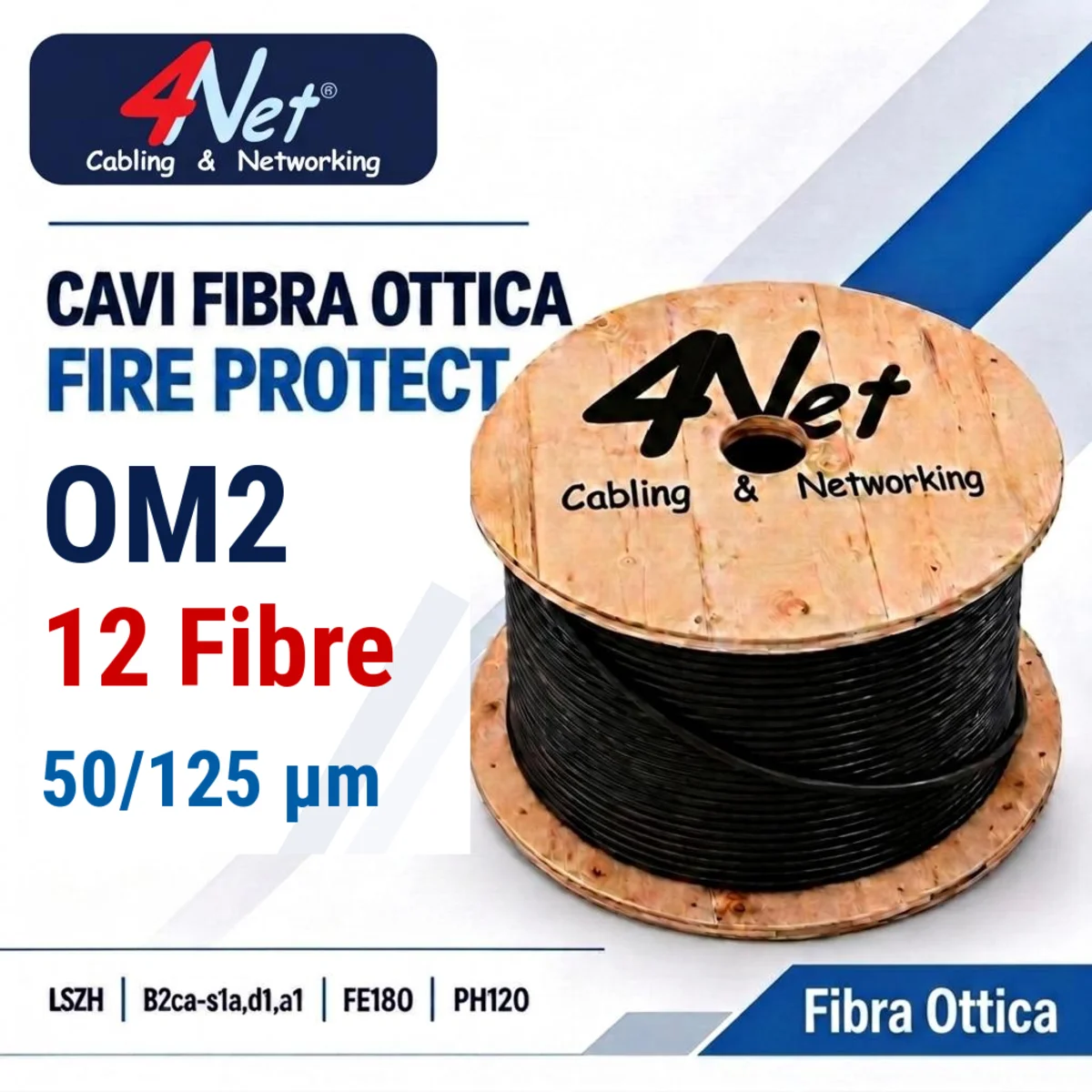 4Net Fire Protect OM2 12 fibre | CF50BA12LSM2 Cavo fibra ottica 4Net Fire Protect OM2 12 fibre CF50BA12LSM2