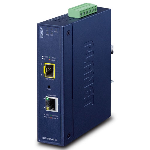 PLANET IGT-900-1T1S media converter industriale managed con 1 porta RJ45 Gigabit e 1 porta SFP 2,5G